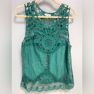 Green lace tank top by Xhilaration